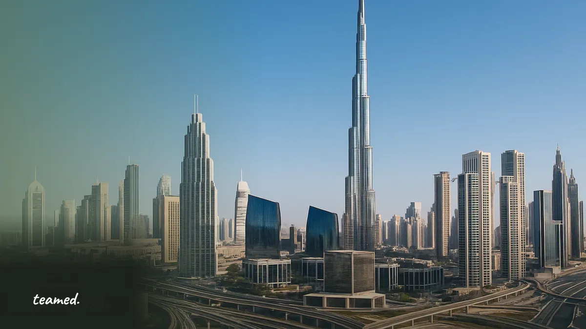 Dubai's skyline with the Burj Khalifa under a clear sky, representing hiring through an Employer of Record in the UAE.