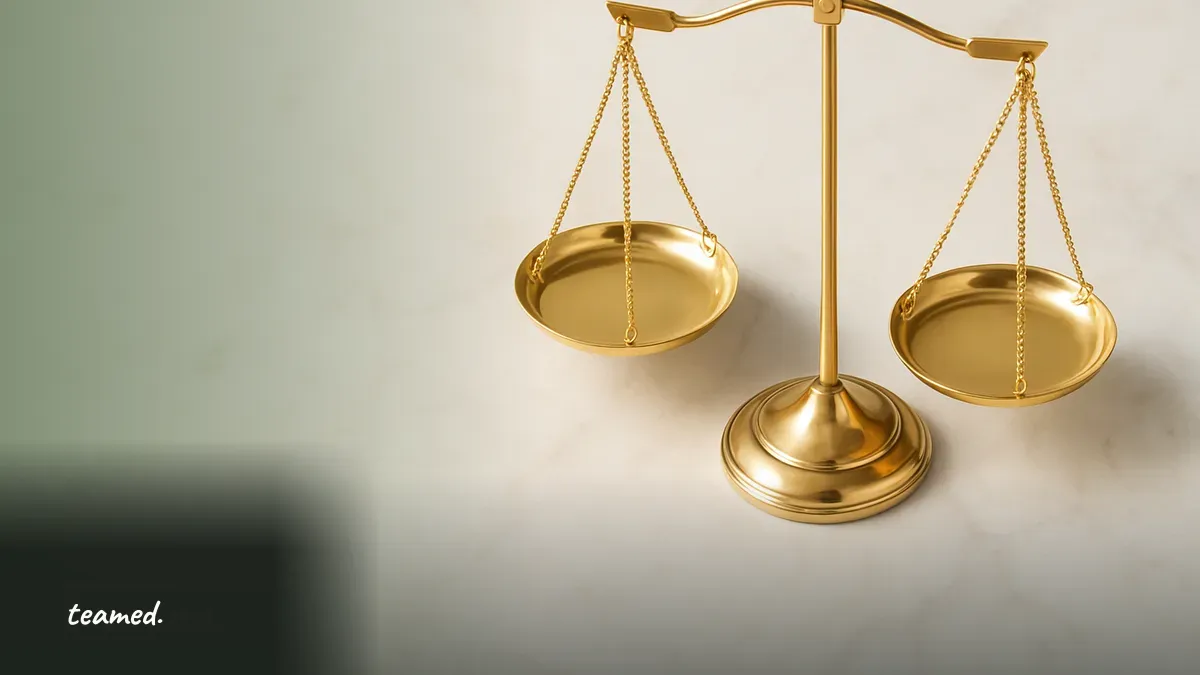 A brass balance scale, representing weighing EOR versus entity costs.