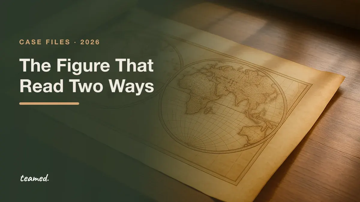 An antique world map spread on a desk. Case file: The Figure That Read Two Ways