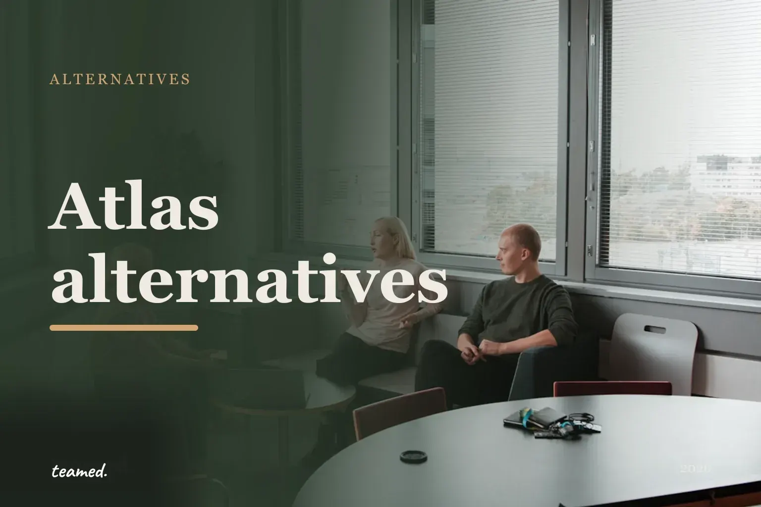 Editorial hero in Teamed brand colours for the best Atlas HXM alternatives comparison, with the Teamed wordmark.