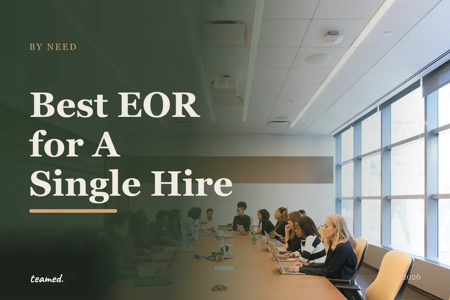 Editorial hero in Teamed brand colours for the best EOR for a single hire in 2026, with the Teamed wordmark.