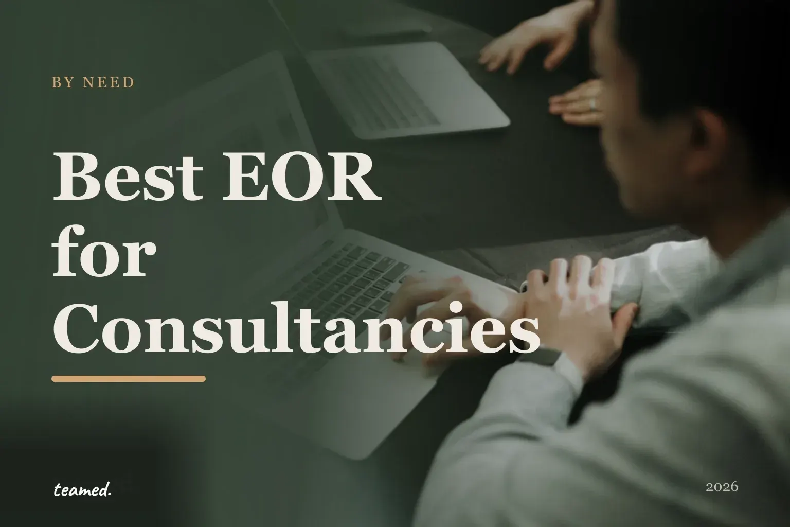 Editorial hero in the Teamed brand colours for the best EOR providers for consultancies, with the teamed wordmark.