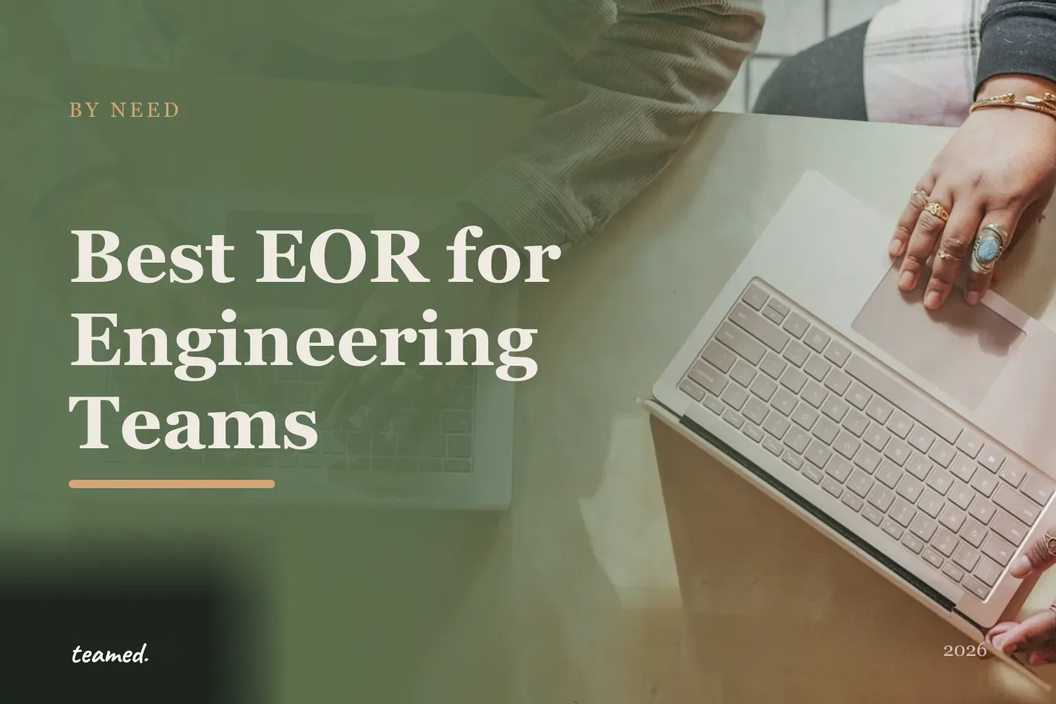 Editorial hero in the Teamed brand colours for the best EOR providers for international engineering teams.
