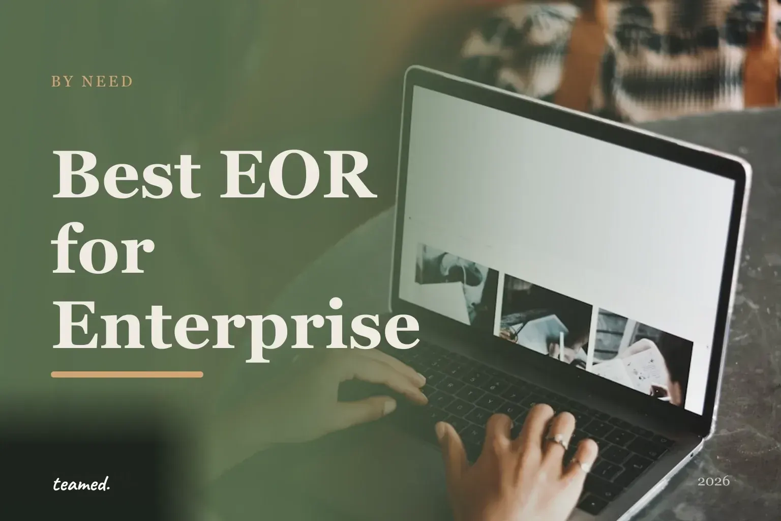 Editorial hero in the Teamed brand colours for the best EOR providers for enterprise companies, with the Teamed wordmark.