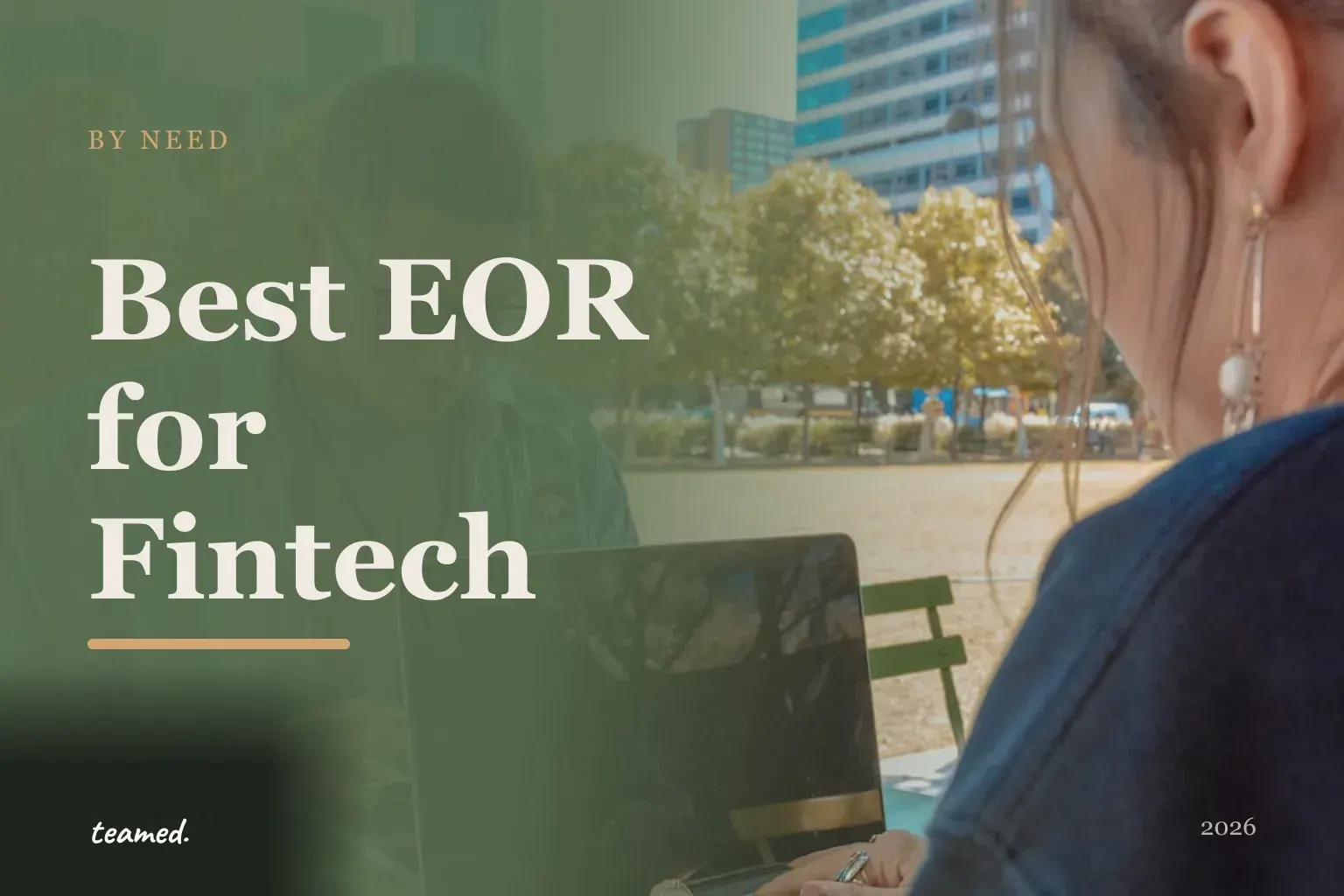 Editorial hero in the Teamed brand colours for the best EOR providers for fintech companies, with the teamed wordmark.