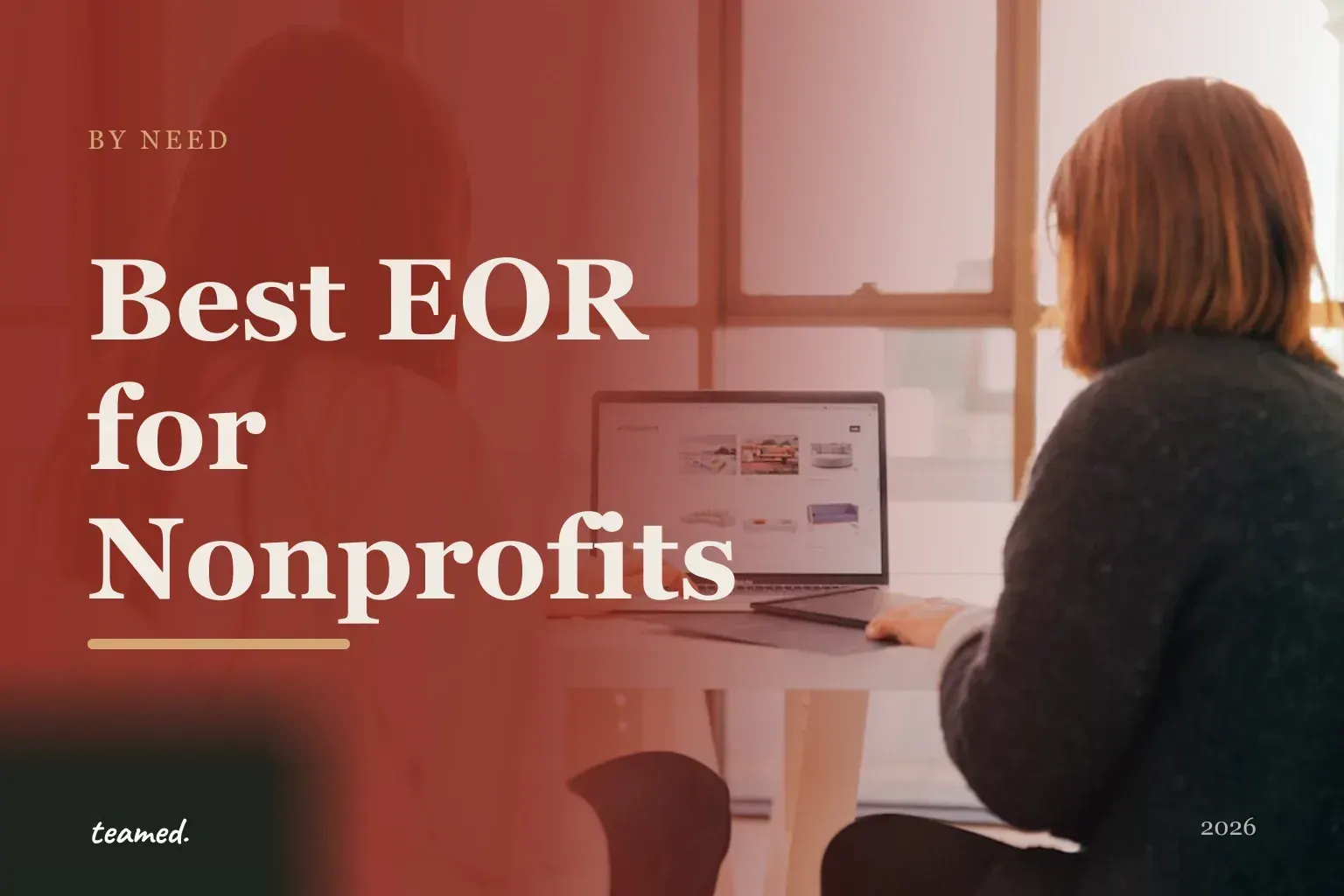 Editorial hero image for the best EOR for nonprofits comparison in Teamed brand colours.
