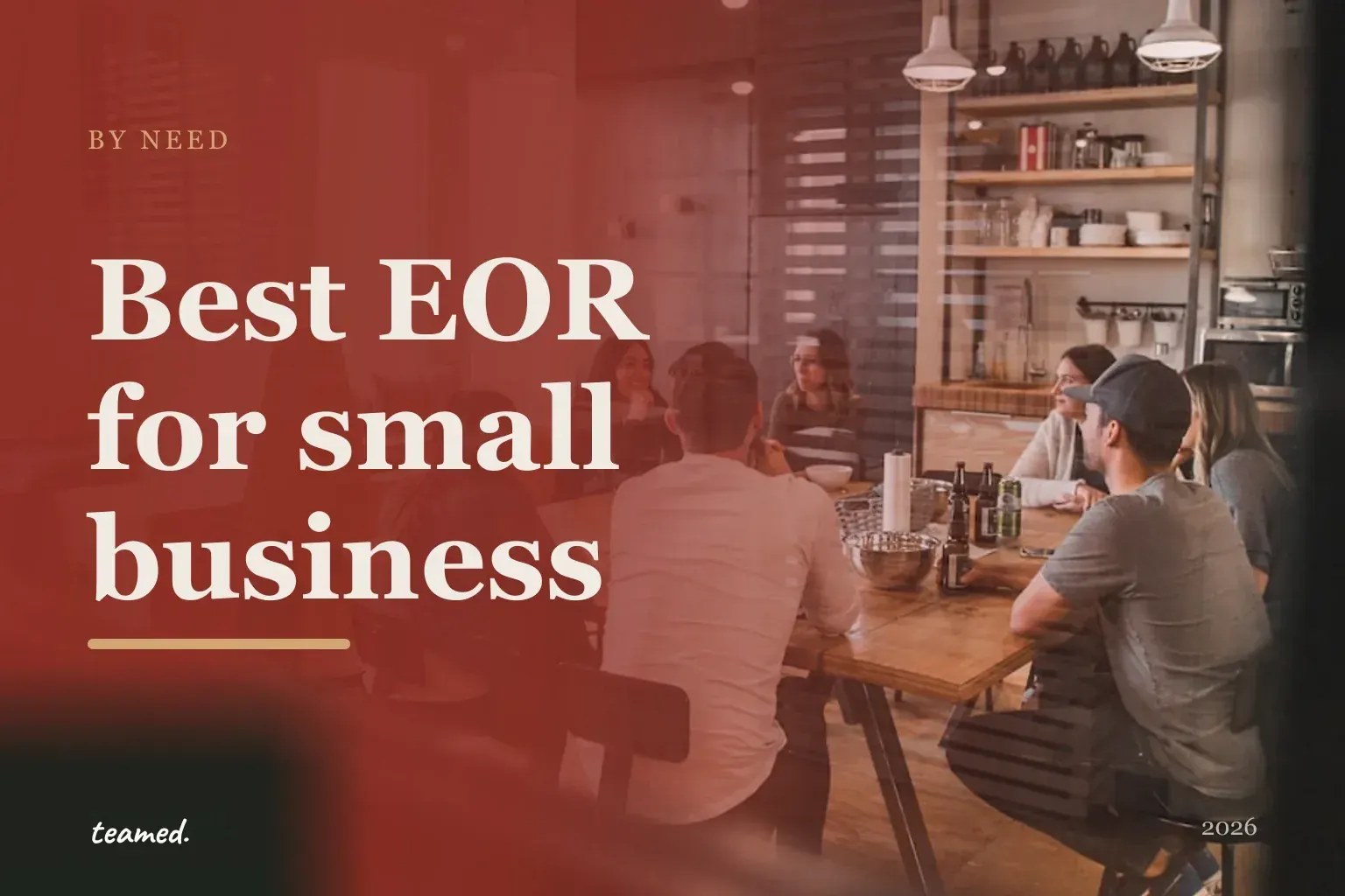 Retro editorial illustration of eight EOR provider scorecards fanned out on a parchment background with bold typography and a small-business motif.