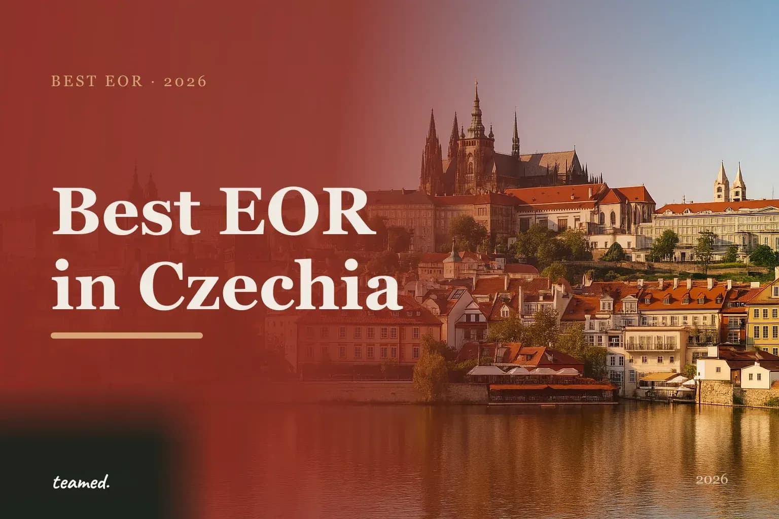 Editorial hero in the Teamed brand colours for the best EOR providers in Czech Republic in 2026.