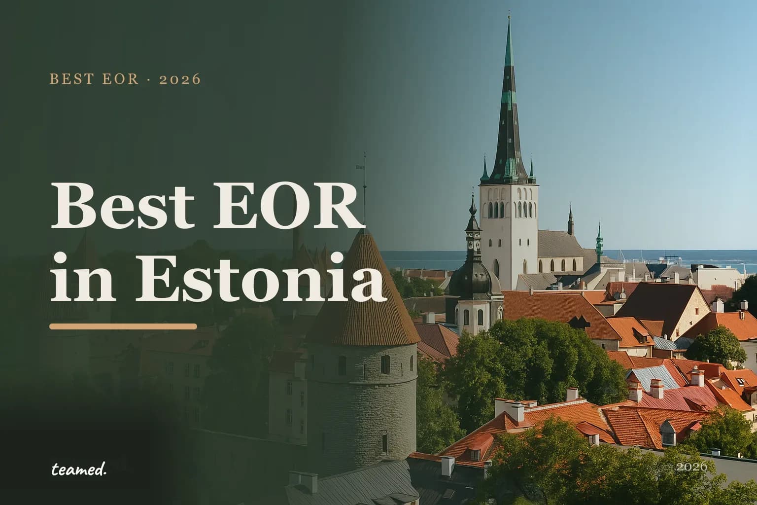 Editorial hero in the Teamed brand colours for the best EOR providers in Estonia.