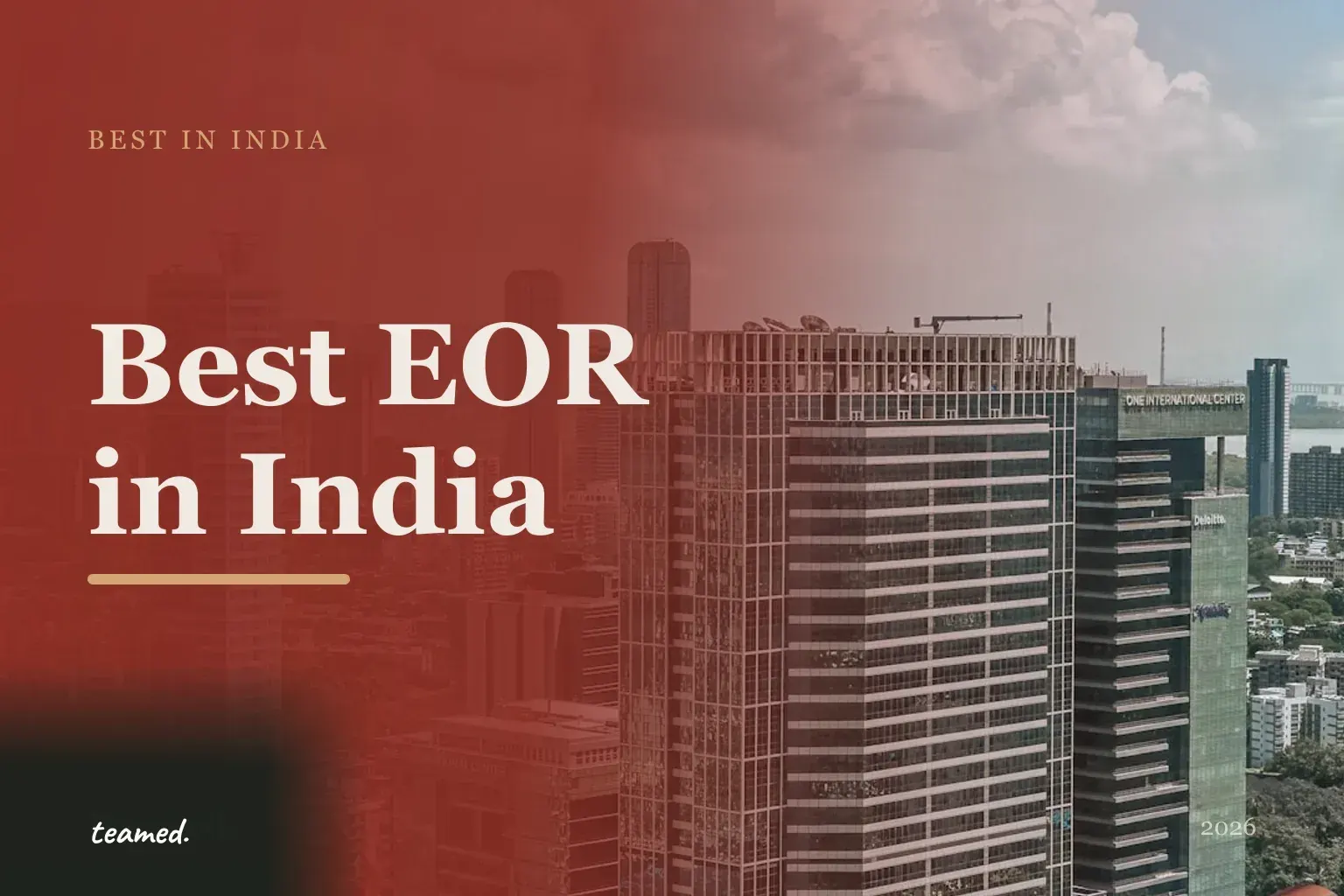 Retro editorial illustration of EOR provider cards arranged on a parchment background with a bold Indian cityscape motif in amber and sage.