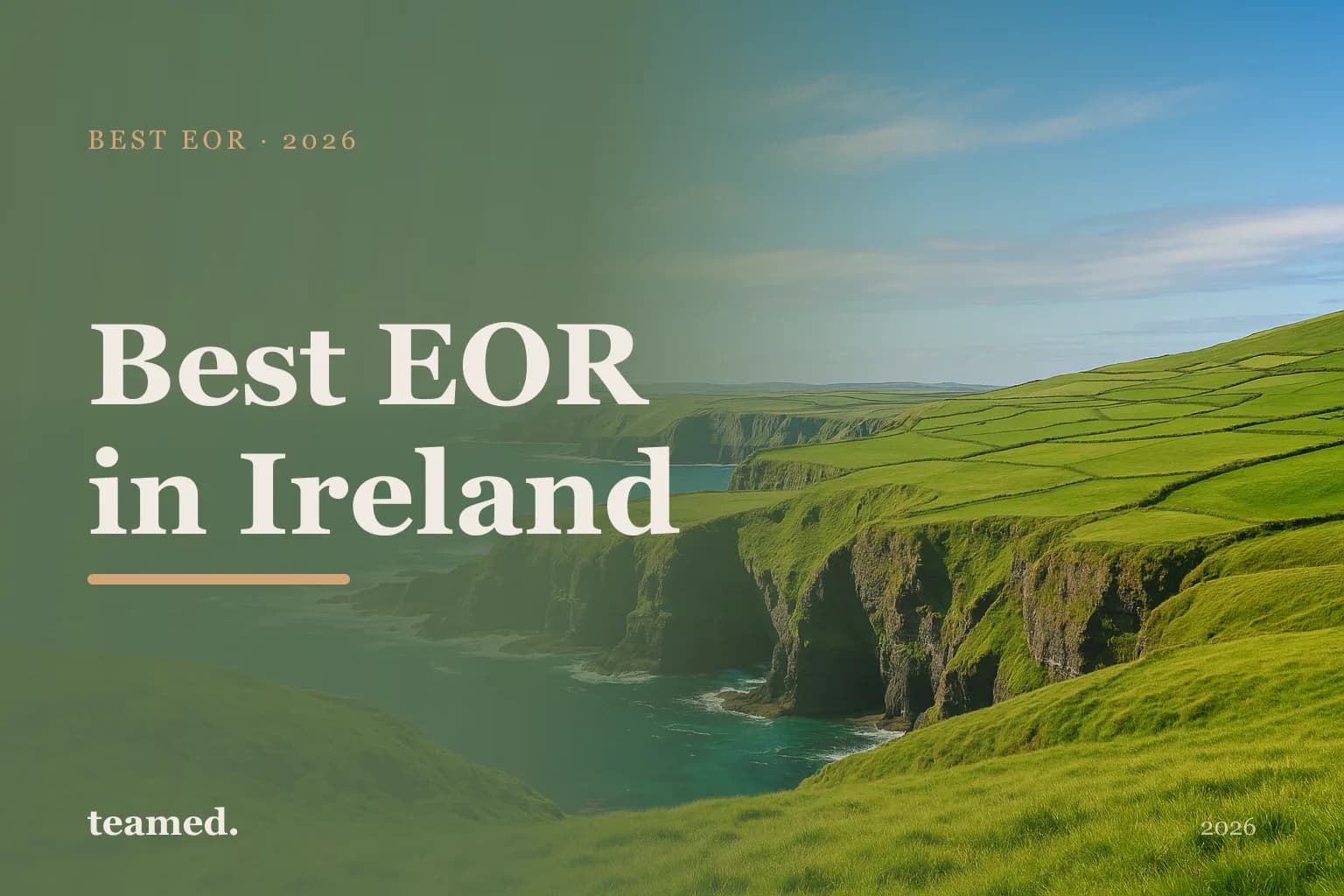 Editorial hero in the Teamed brand colours for the best EOR providers in Ireland, with the teamed wordmark.