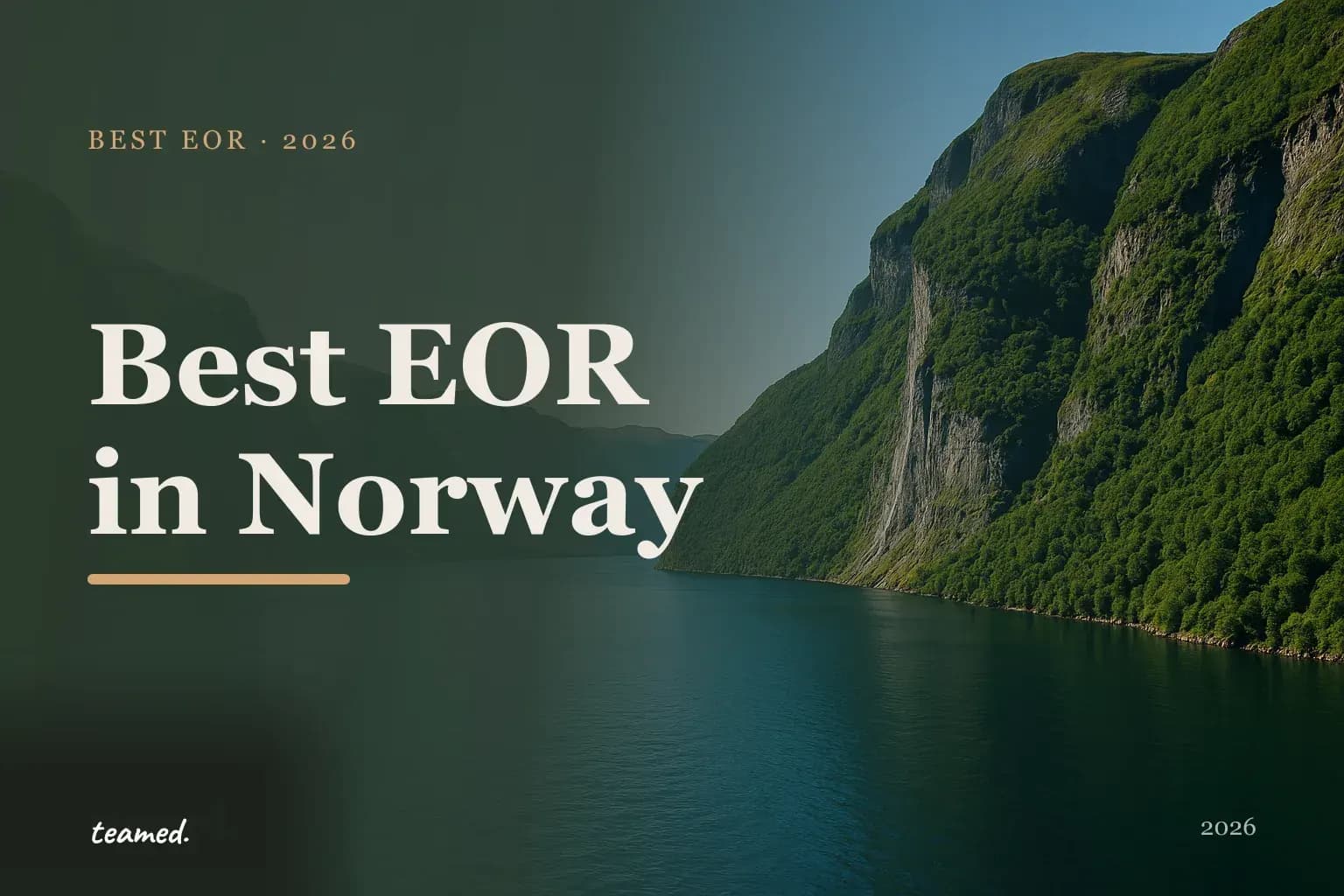Editorial hero in the Teamed brand colours for the best EOR providers in Norway, with the teamed wordmark.