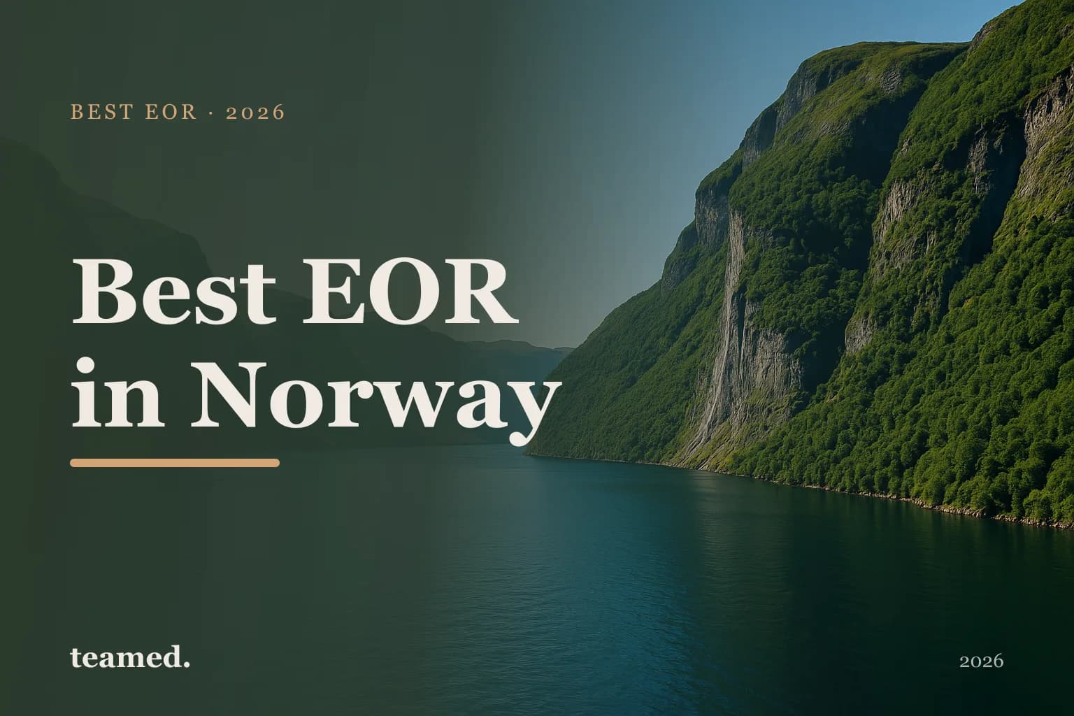 Editorial hero in the Teamed brand colours for the best EOR providers in Norway, with the teamed wordmark.