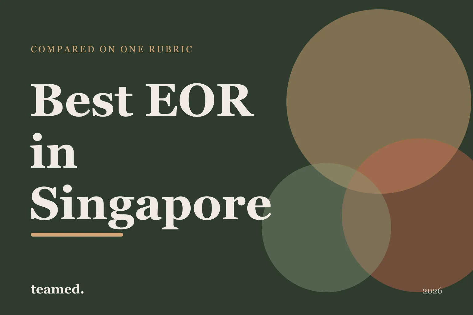 Retro editorial illustration of stylised EOR provider cards arranged on a parchment background with a bold Singapore skyline motif.