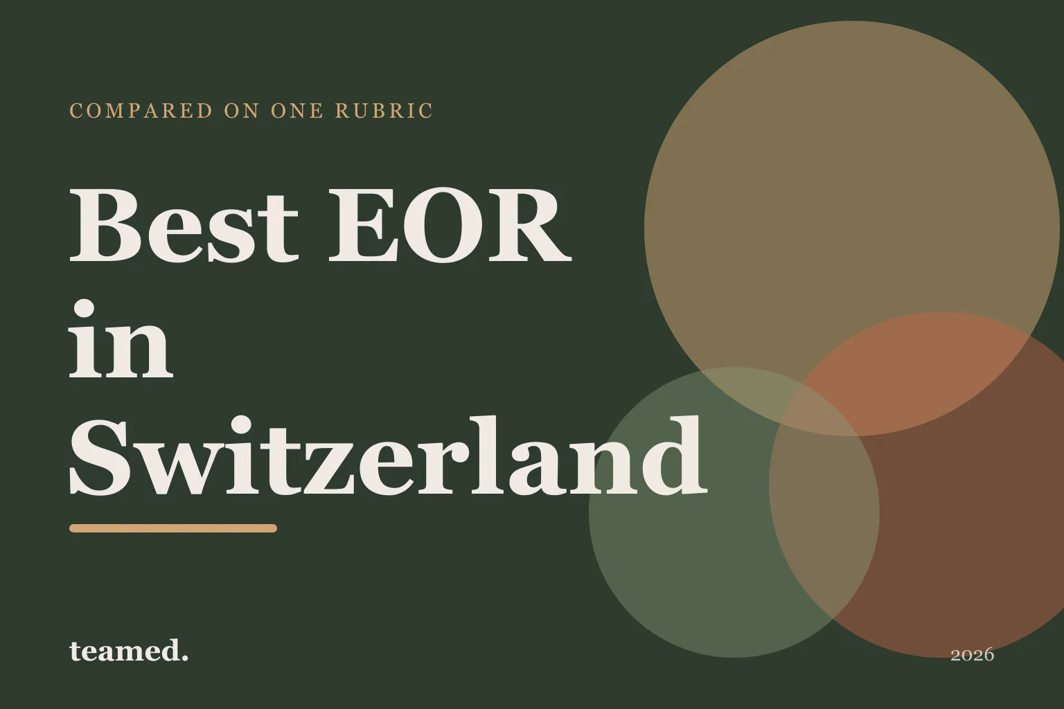 Retro editorial illustration of stylised EOR provider cards arranged on a parchment background with a bold Swiss mountain and city skyline motif.