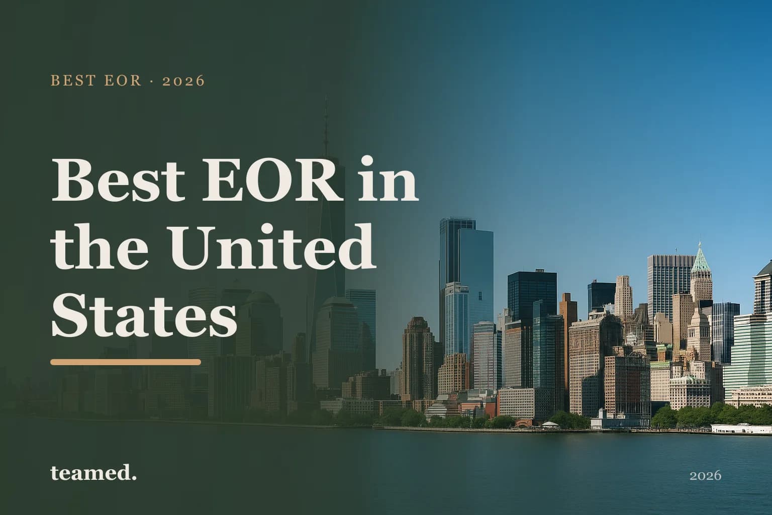 Editorial hero in the Teamed brand colours for the best EOR providers in the United States, with the Teamed wordmark.