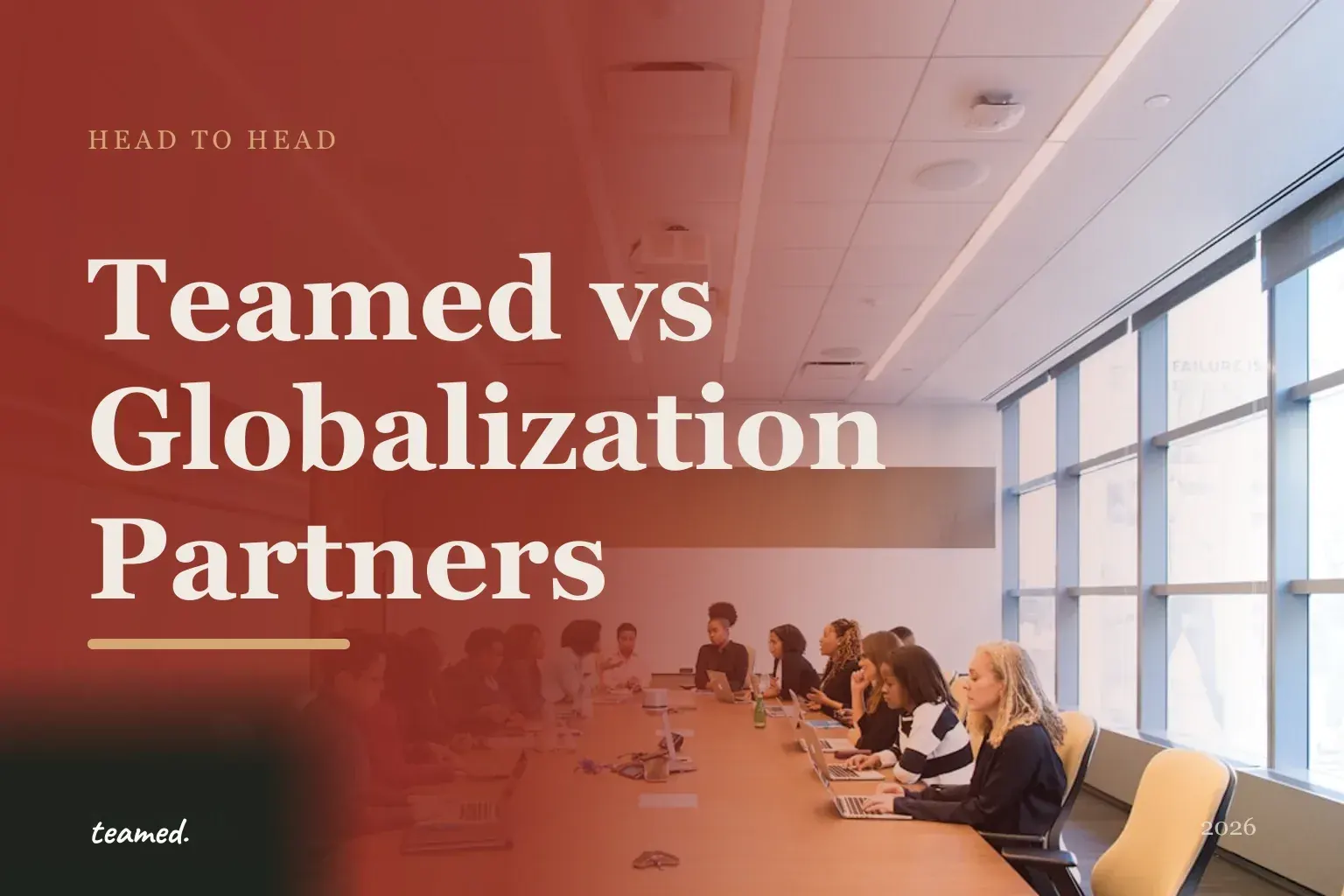 Editorial hero in the Teamed brand colours for the Teamed vs Globalization Partners comparison.