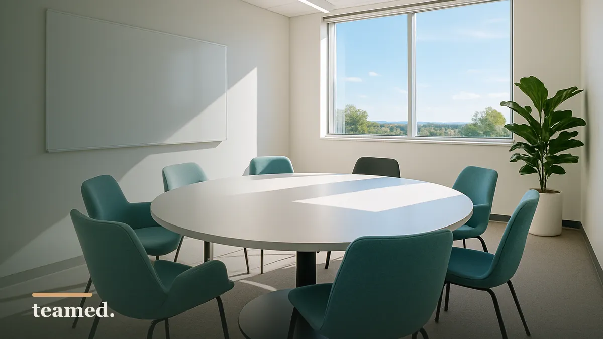 A modern office meeting room that evokes discussions about legal paths in employment situations.