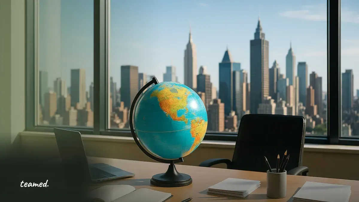 A contemporary office setting represents the global employment landscape, highlighting the distinction between budget and premium EOR providers.