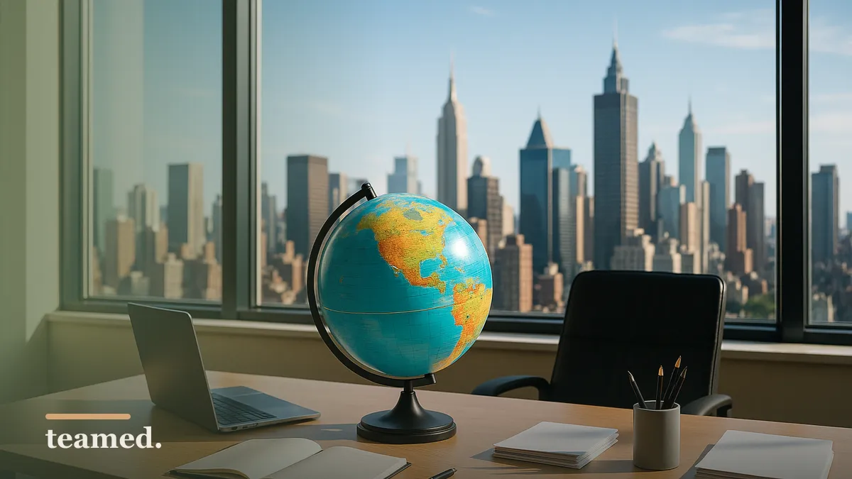 A contemporary office setting represents the global employment landscape, highlighting the distinction between budget and premium EOR providers.