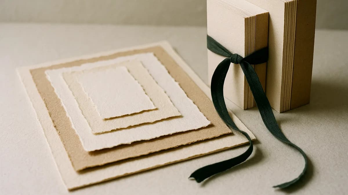 Three layered paper blocks with a dark green linen ribbon tied around the tallest, employing a CEO or director through an EOR.