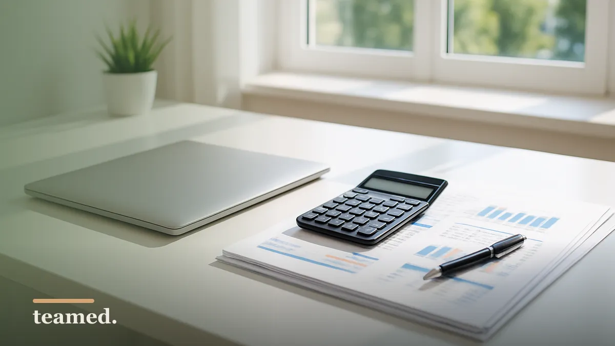 A modern office desk scene with financial tools, relevant to 401k rules and limits.