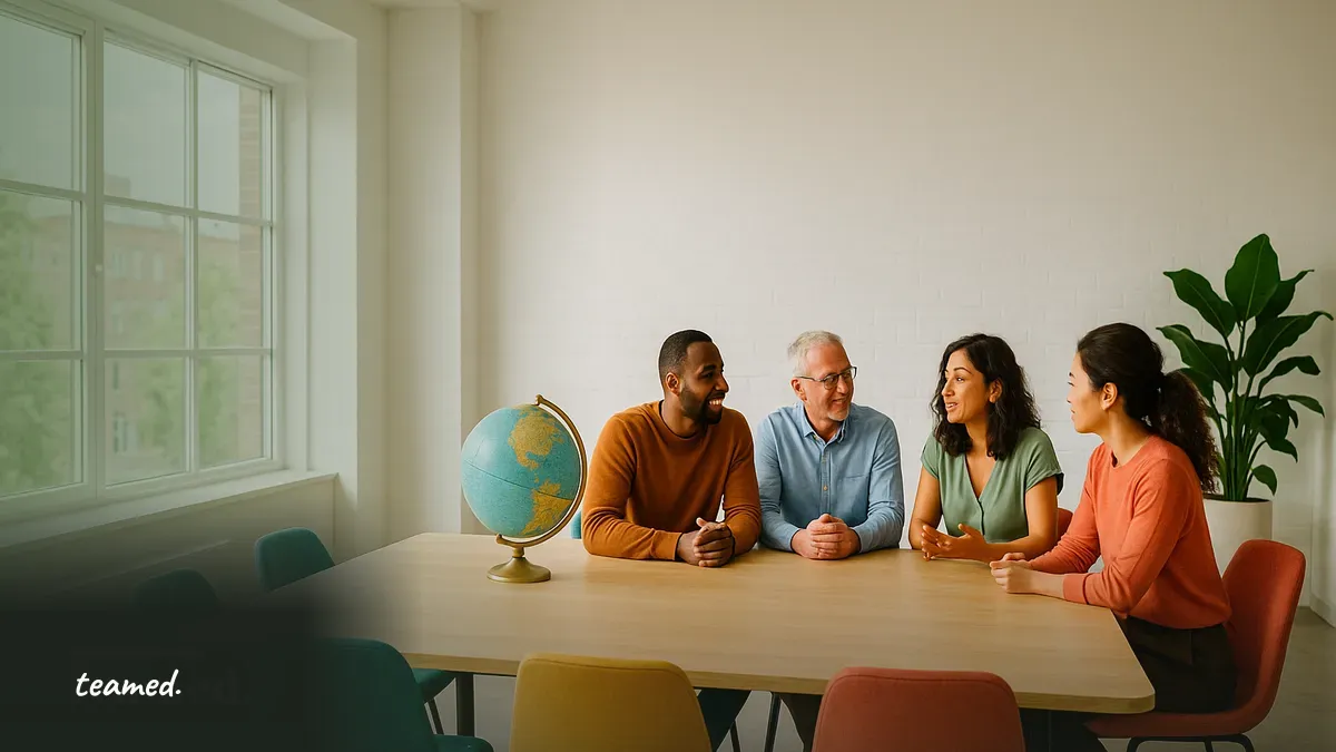 A modern meeting space symbolizes collaboration and engagement, relevant to remote team dynamics.