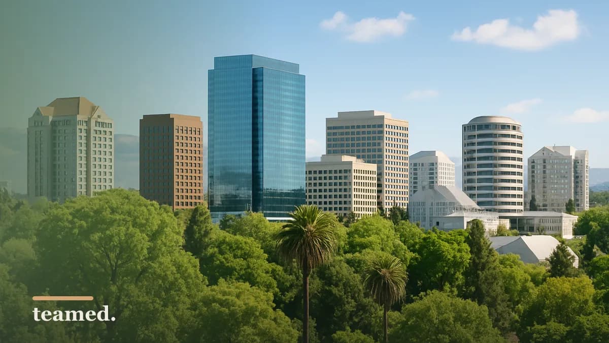 A vibrant skyline of San José, Costa Rica, with greenery in the foreground, representing the employer of record landscape in the country.