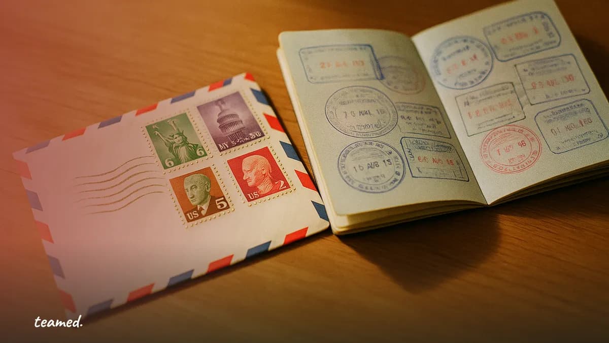 An arrangement of travel documents illustrating the complexities of international employment, relevant to the costs and processes of EOR-sponsored work visas.