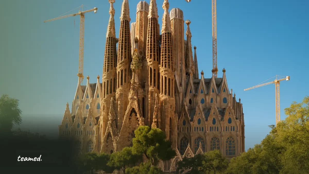 A vibrant image of the Sagrada Familia, symbolizing Spain's culture, relevant to Teamed's employment model.