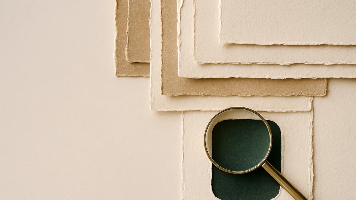 Layered cream and sand papers with a rounded window cut through to dark green and a magnifying glass over it, a guide to PEOs in the United Kingdom.