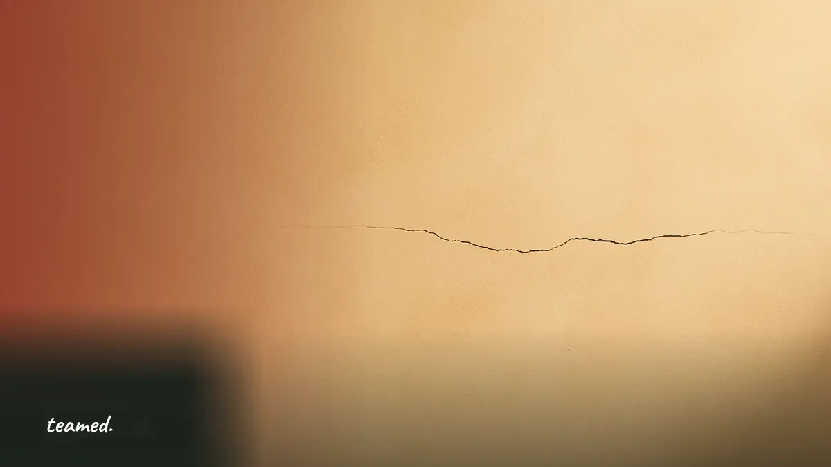A hairline crack across a smooth plaster wall, a quiet image of where things go wrong.