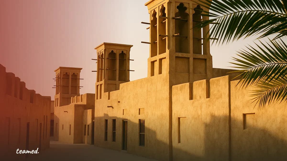 A lively market scene reflects the dynamic environment of the UAE, relevant to discussions on work visas and employment.