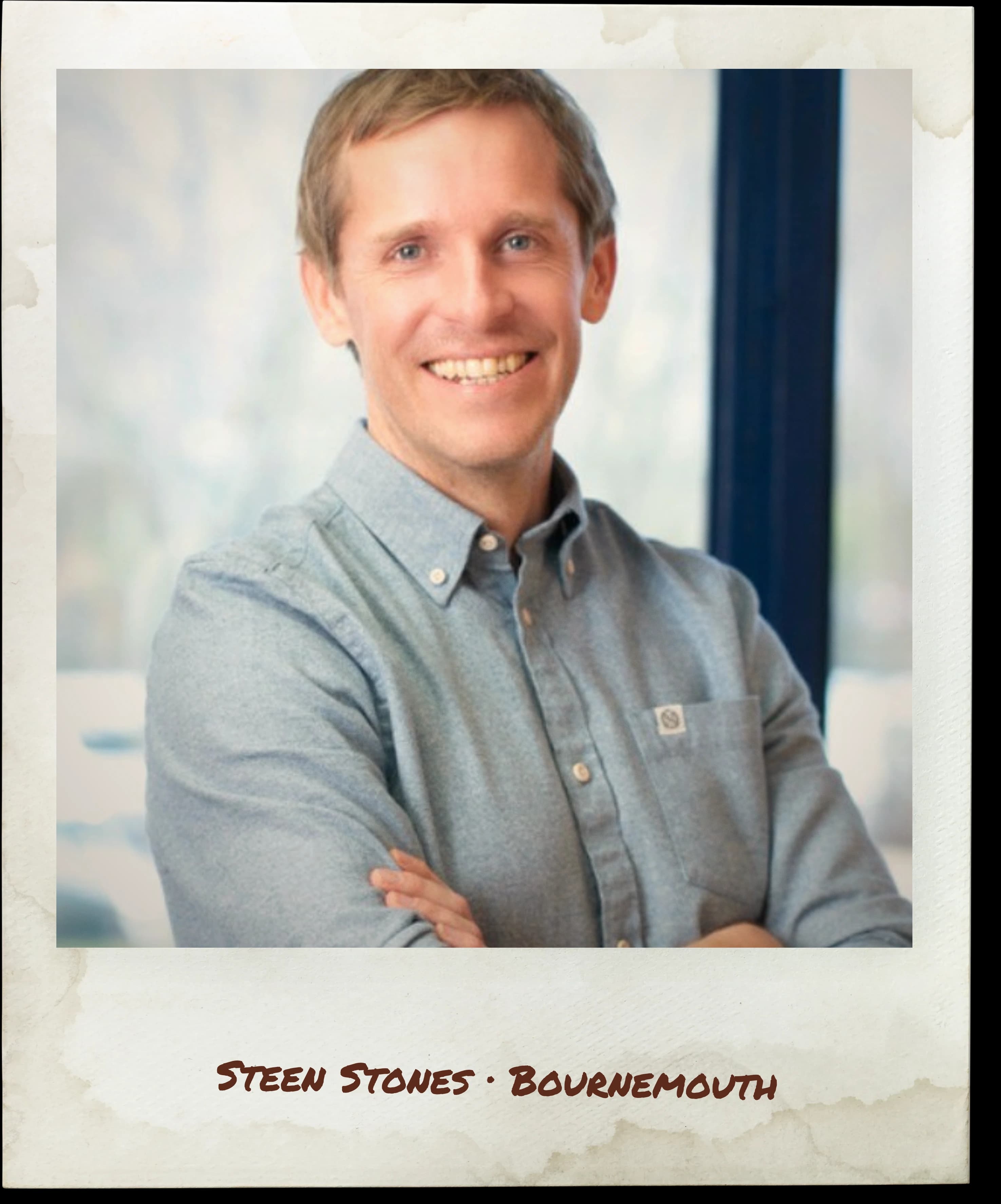 Steen Stones, EOR specialist, golden-hour polaroid