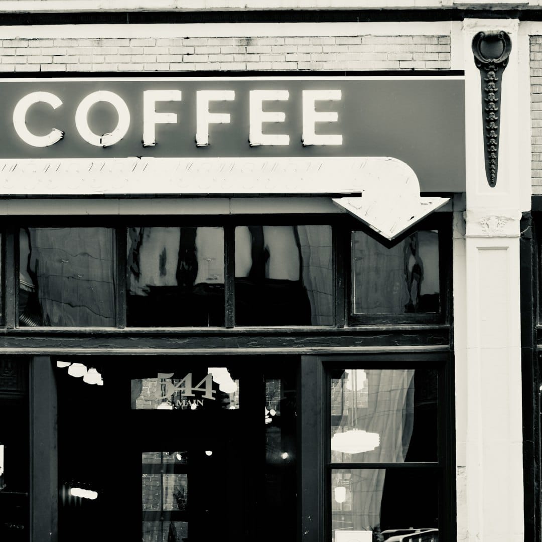 Coffee and laptop at a cafe, Wisconsin